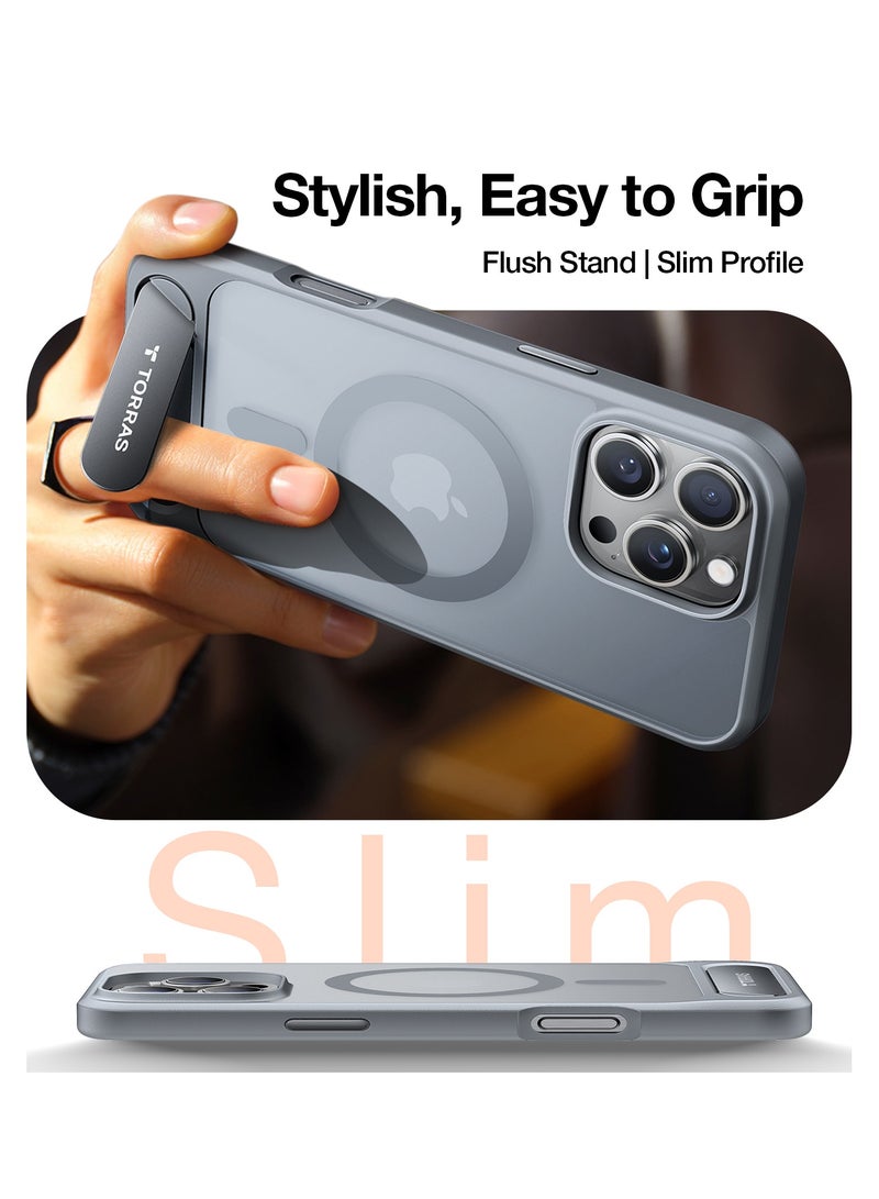 TORRAS Pstand Case for iPhone 16 Pro - Titanium Grey