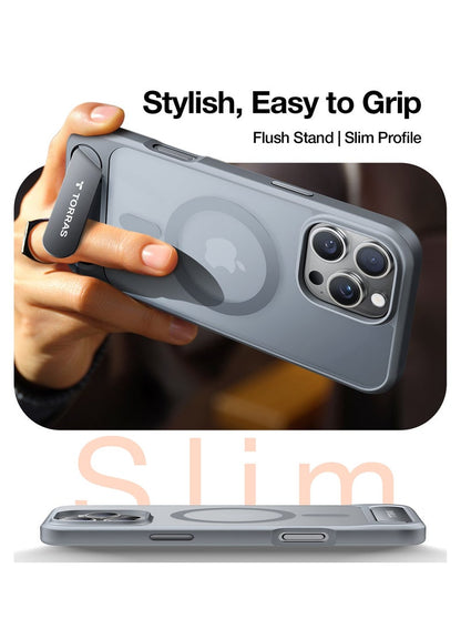 TORRAS Pstand Case for iPhone 16 Pro - Titanium Grey