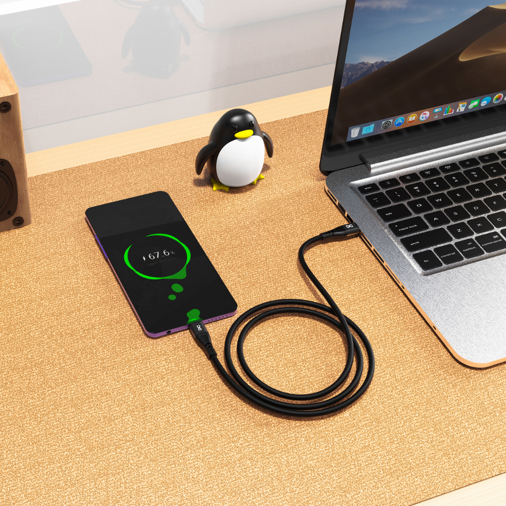 Infinyty DuoFlex-II Silicone USB-C to USB-C Cable, 100W, 2m, Black