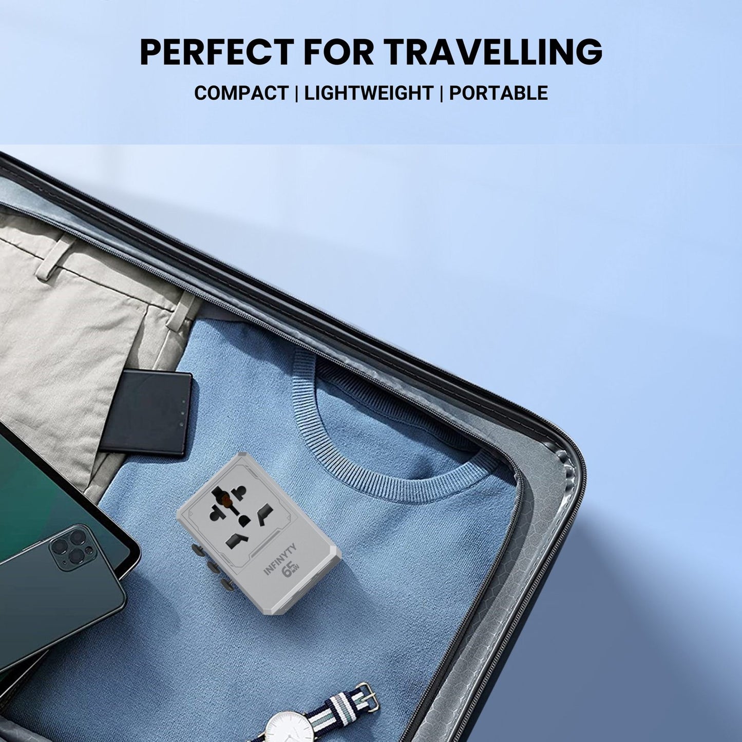 Infinyty Atlas-65 Universal Travel Adaptor 65W Silver