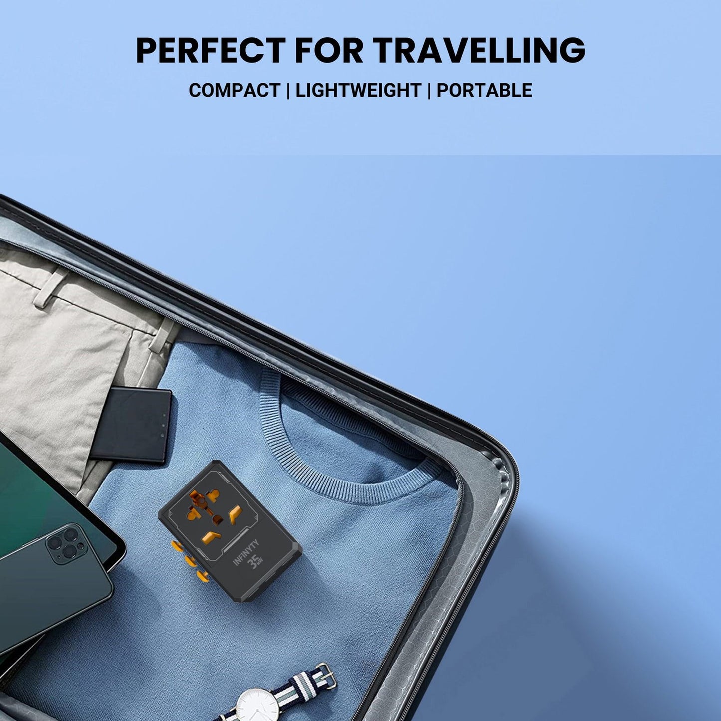 Infinyty Atlas-35 Universal Travel Adaptor 35W |Black