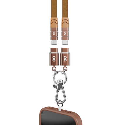 Infinyty Loop Charge Crossbody Flat Cable USB-C to USB-C, 100W, 1m, Brown