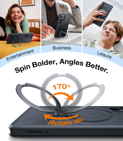 TORRAS Ostand Spin Case for Samsung Galaxy S25 Ultra - Black