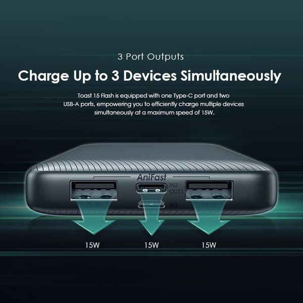 Oraimo  Toast 15 Dual input Power Bank, 15W Type-C IN & OUT, Fast Charging, 20,000 mAh, Black, OPB-1100