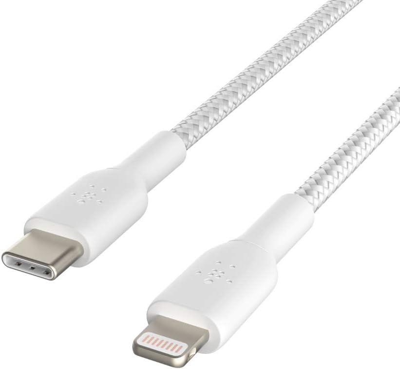 Belkin Braided Lightning to USB-C Cable 2M – Fast Charging Cable – White
