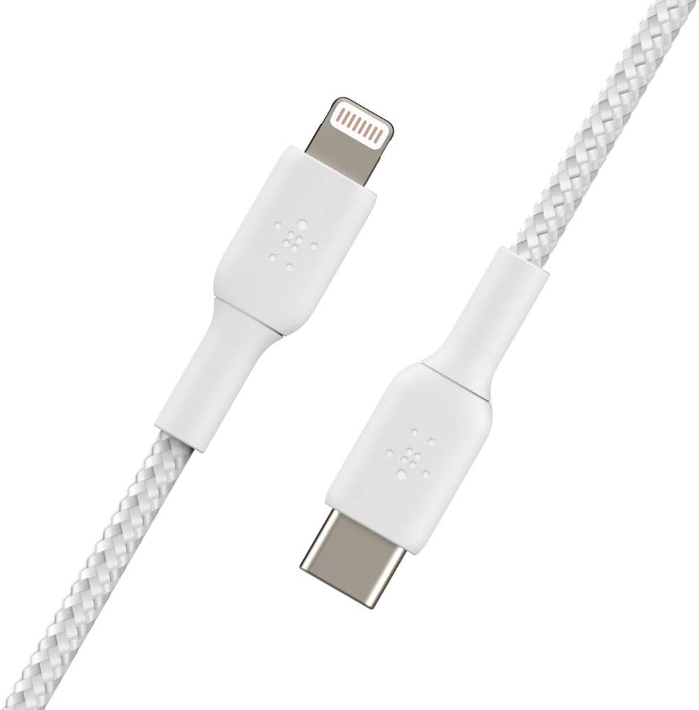 Belkin Braided Lightning to USB-C Cable 2M – Fast Charging Cable – White