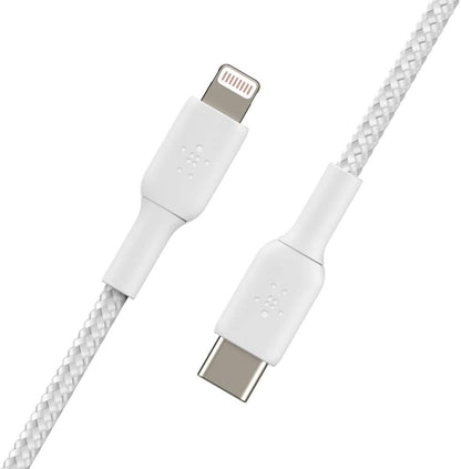 Belkin Braided Lightning to USB-C Cable 2M – Fast Charging Cable – White