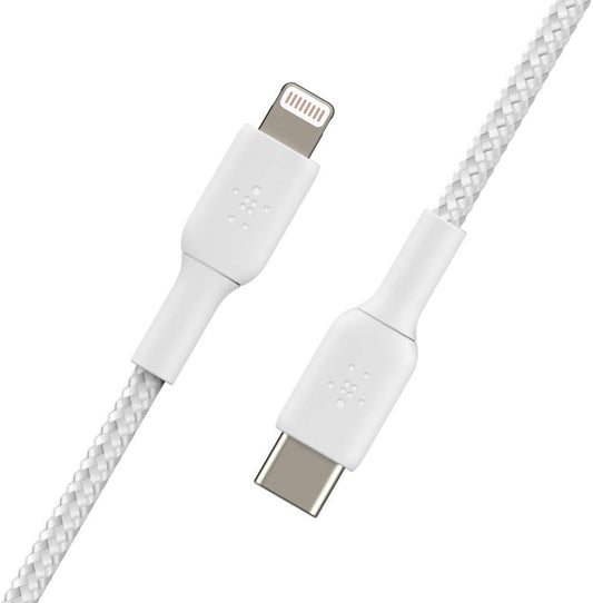 Belkin Braided Lightning to USB-C Cable 2M – Fast Charging Cable – White