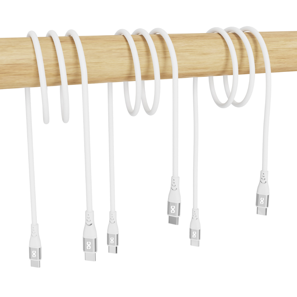 Infinyty DuoFlex-I Silicone USB-C to USB-C Cable, 100W, 1m, White