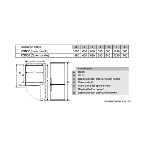 Siemens Free-Standing Fridge Freezer 329L Silver KG36NNL30M