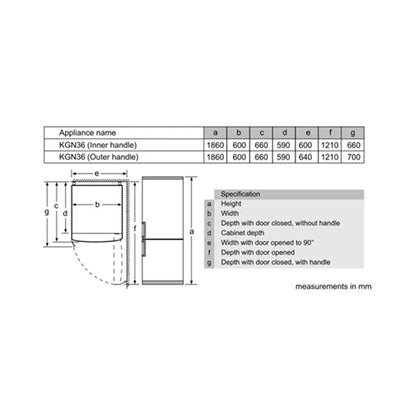 Siemens Free-Standing Fridge Freezer 329L Silver KG36NNL30M