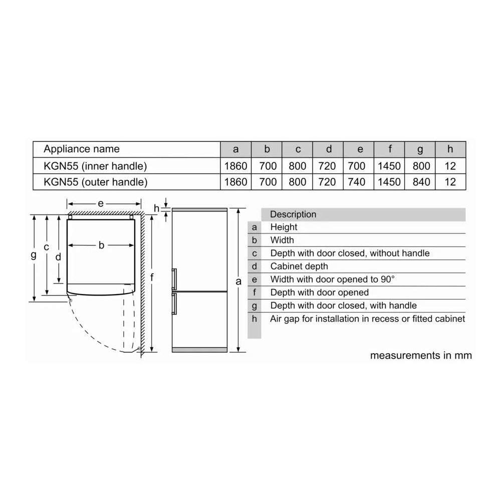 Siemens free-standing fridge-freezer 480L Silver KG55NVL21M