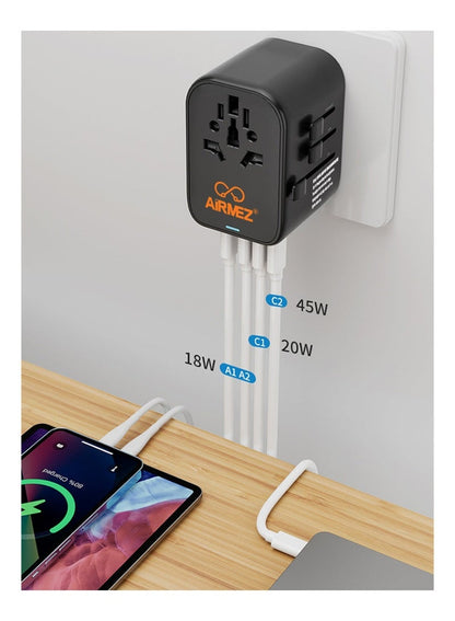 Airmez 45W Universal Travel Power Adapter - Black
