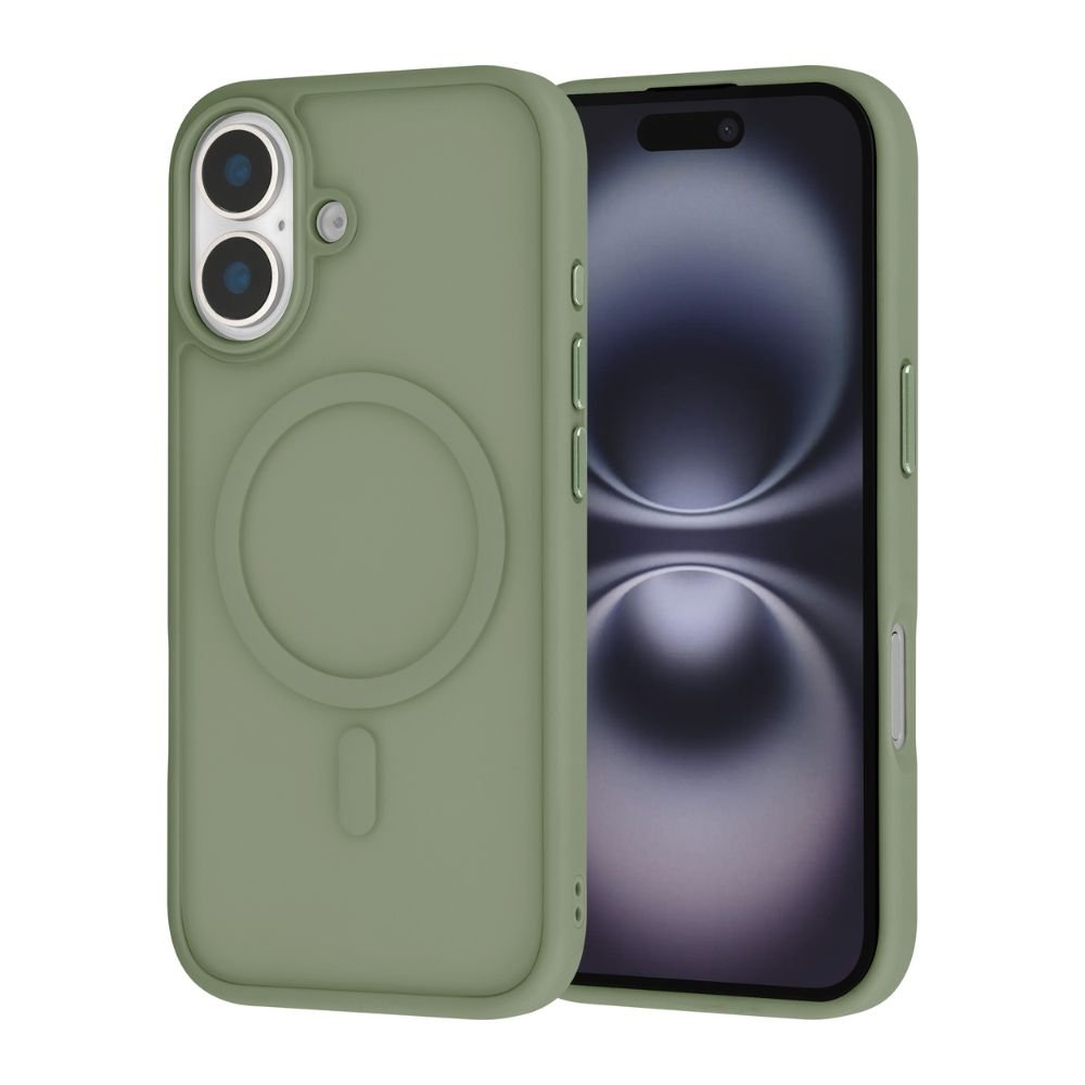 Infinyty Gleam Hybrid Matte Soft Touch MagSafe Case for iPhone 17, Green