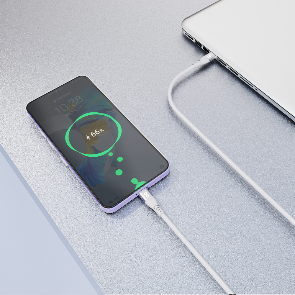 Infinyty DuoFlex-I Silicone USB-C to USB-C Cable, 100W, 1m, White