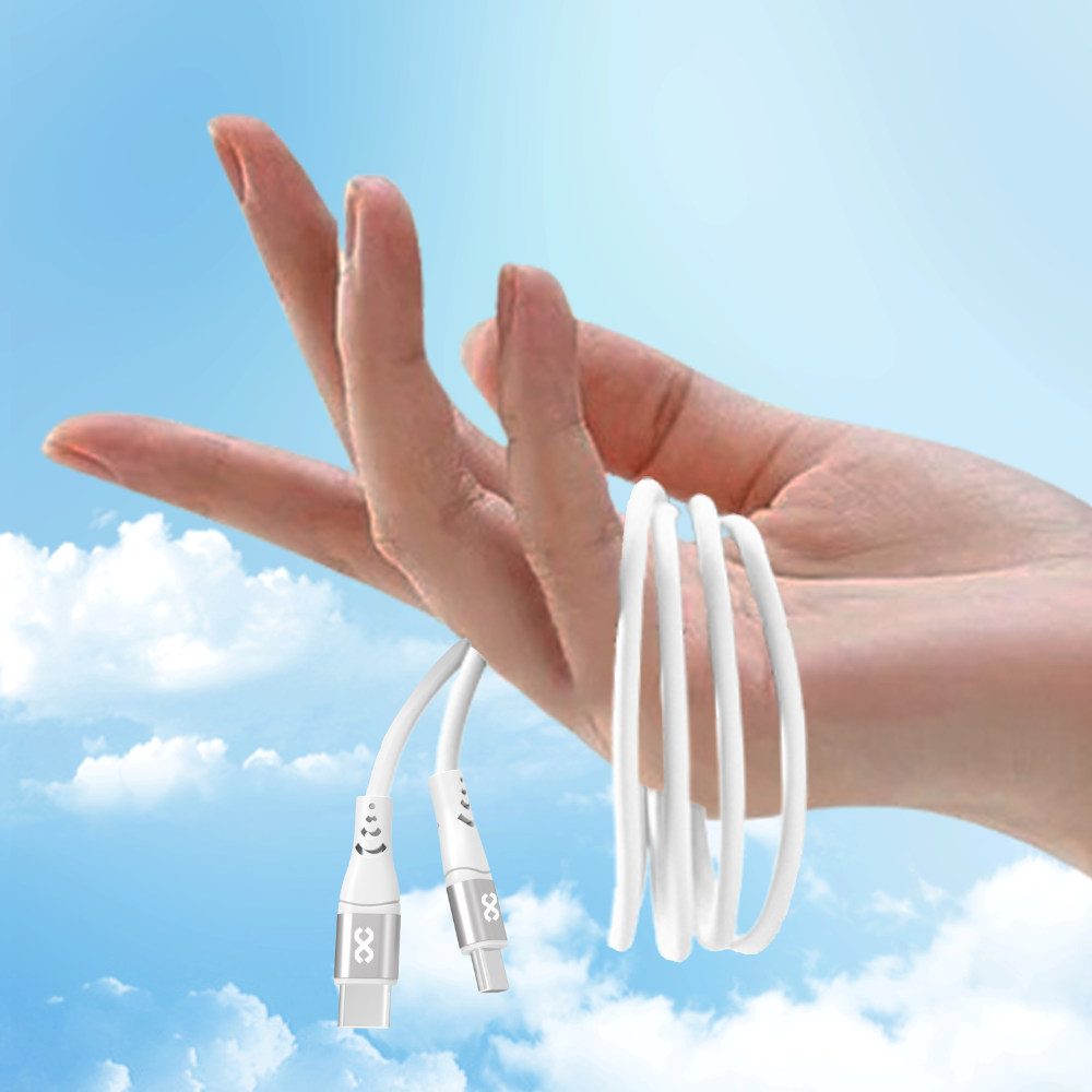 Infinyty DuoFlex-I Silicone USB-C to USB-C Cable, 100W, 1m, White