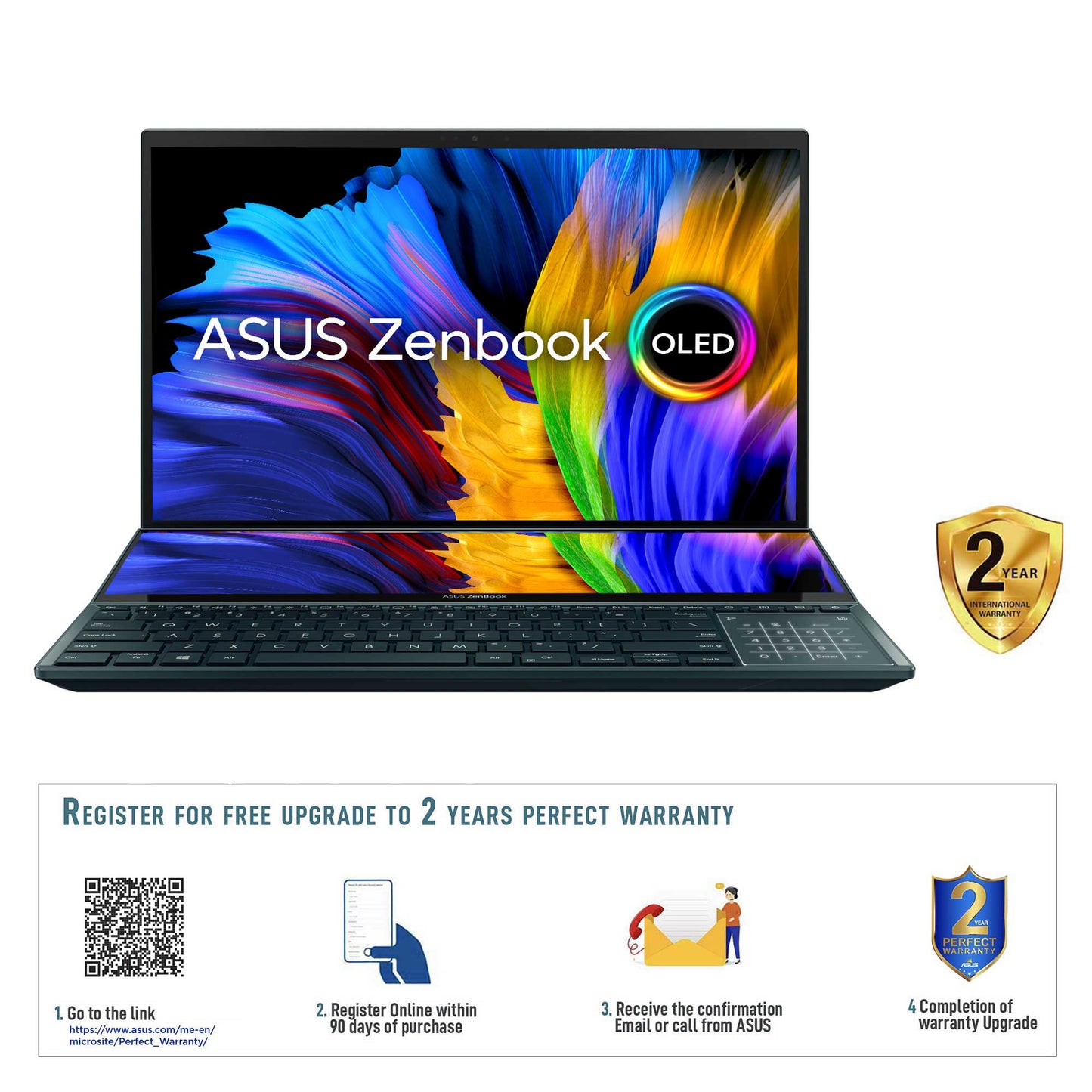 ASUS ZENBOOK PRO DUO 15 OLED UX582ZW-OLED209W /INTEL CORE I9-12900H/32GB RAM/1TB SSD/NVIDIA GEFORCE RTX 3070 TI 8GB/15.6 4K(3840x2160)/Win11 Home - Blue