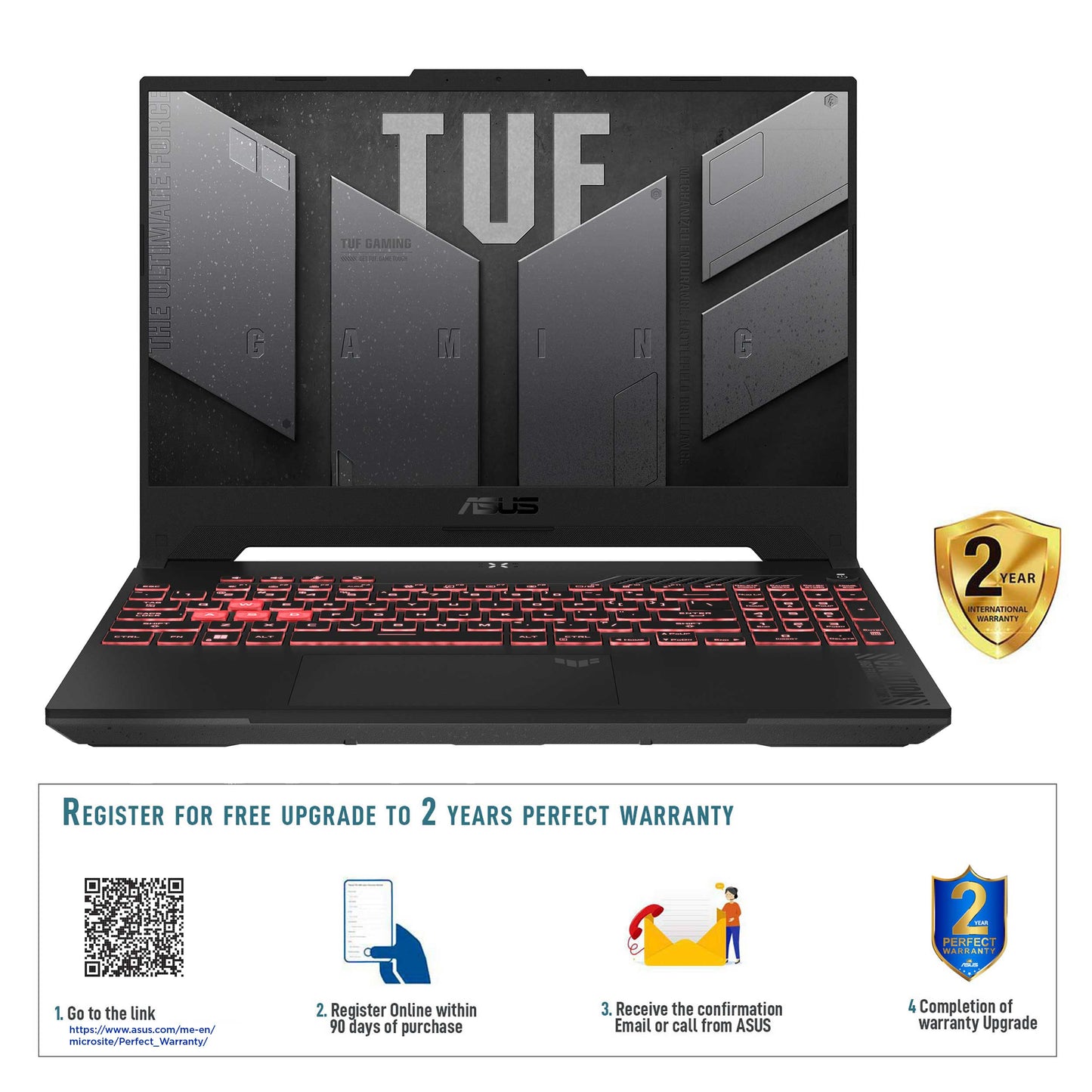 ASUS TUF Gaming Laptop A15 FA507NV-LP023W/AMD Ryzen R7-7735HS/16GB RAM/512GB SSD/NVIDIA GeForce RTX 4060 6GB/15.6 FHD(1920x1080)144Hz/1-Zone RGB/Win11 Home - Mecha Grey