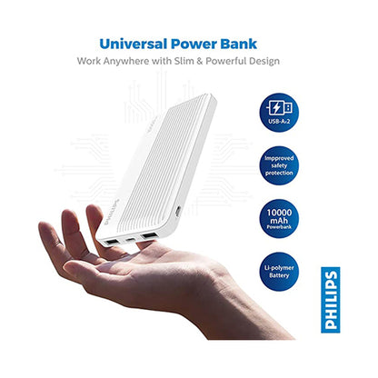 Philips 10000mAh Power Bank White