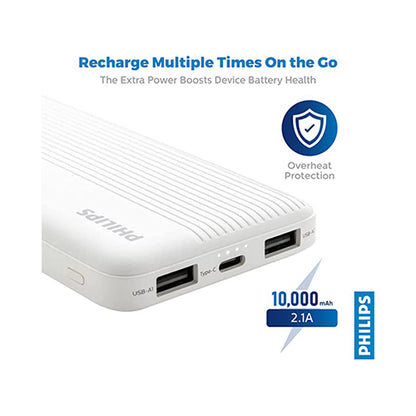 Philips 10000mAh Power Bank White