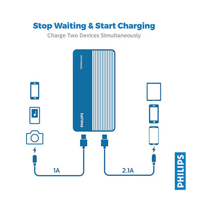 Philips 10000mAh Power Bank White