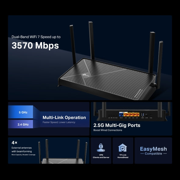 Tp-Link Archer Be230 Be3600 Wifi7 Router