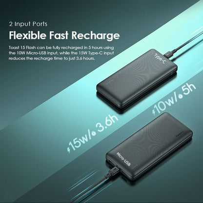 Oraimo  Toast 15 Dual input Power Bank, 15W Type-C IN & OUT, Fast Charging, 20,000 mAh, Black, OPB-1100