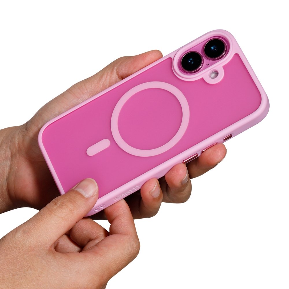 Infinyty Gleam Hybrid Matte Soft Touch MagSafe Case iPhone 16, Pink