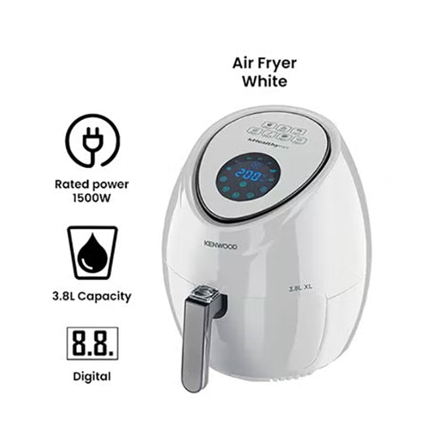 Kenwood Digital Air Fryer XL 3.8L 1.7Kg 1500W With Rapid Hot Air Circulation For Frying, Grilling, Broiling, Roasting, Baking And Toasting Hfp30.000Wh