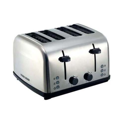 Black + Decker 4-Slice Bread Toaster 1800W