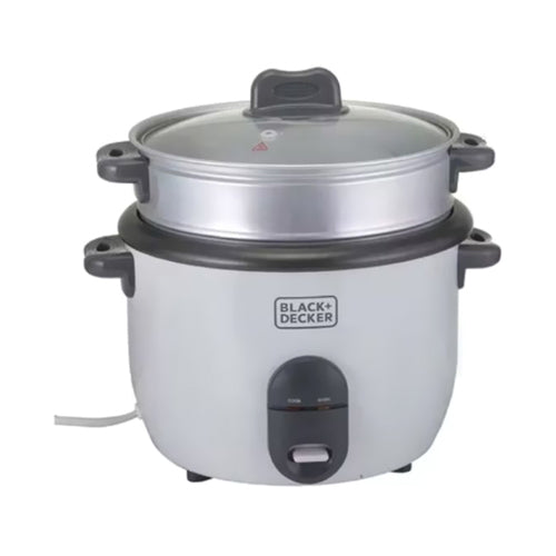 Black & Decker Rice Cooker, 700W Power, 1.8L, Removable Non-Stick Bowl & Steaming Tray with Water Level Indicator, Glass Lid & Cool Touch for Healthy Meals, Easy to Use, RC1860-B5