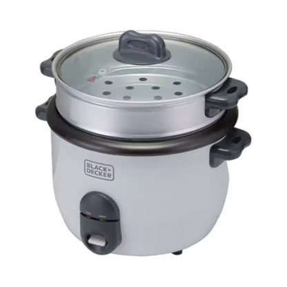 Black & Decker Rice Cooker, 700W Power, 1.8L, Removable Non-Stick Bowl & Steaming Tray with Water Level Indicator, Glass Lid & Cool Touch for Healthy Meals, Easy to Use, RC1860-B5