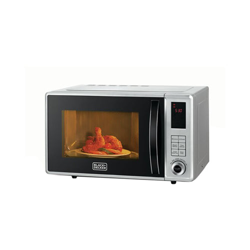 Black+Decker 800W 23 Liter Combination Microwave Oven With Grill, Silver - Mz2310Pg