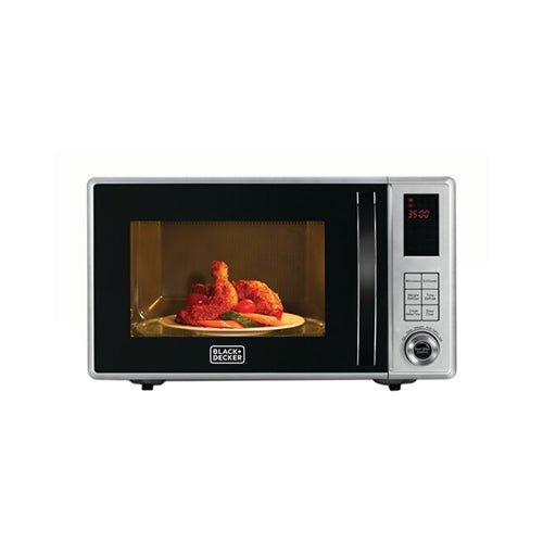 Black+Decker 800W 23 Liter Combination Microwave Oven With Grill, Silver - Mz2310Pg