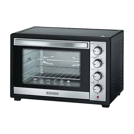 BLACK+DECKER 50L 2000W Double Glass Door Toaster Oven with Rotisserie For Grilling Toasting Baking and Broiling TRO50RDG-B5