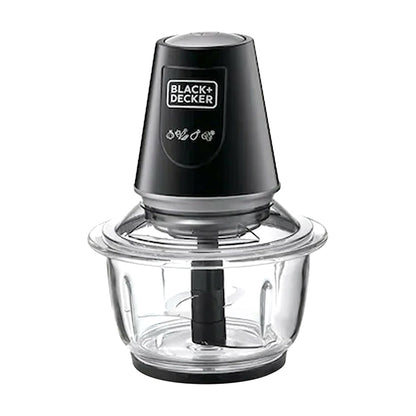 BLACK+DECKER 400W 1.2L Vertical Glass Chopper/Mincer XXL Glass Bowl Capacity With Removable Four Blade System Helps, Chop/Crush Ice/Mince/Grind/Puree Variety Of Ingredients GC400-B5