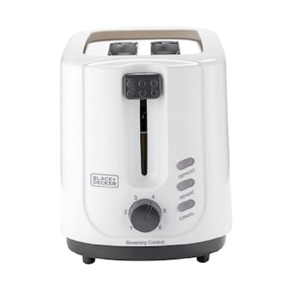 BLACK+DECKER 750W 2 Slice Cool Touch Bread Toaster, White - ET125-B5