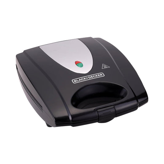 Black + Decker 1400W Sandwich Maker 4 Slot, Non-Stick Interchangable And Grill With Indicator Thermostat Control Ready to Cook Lights, For Easy Dishes TS4080-B5