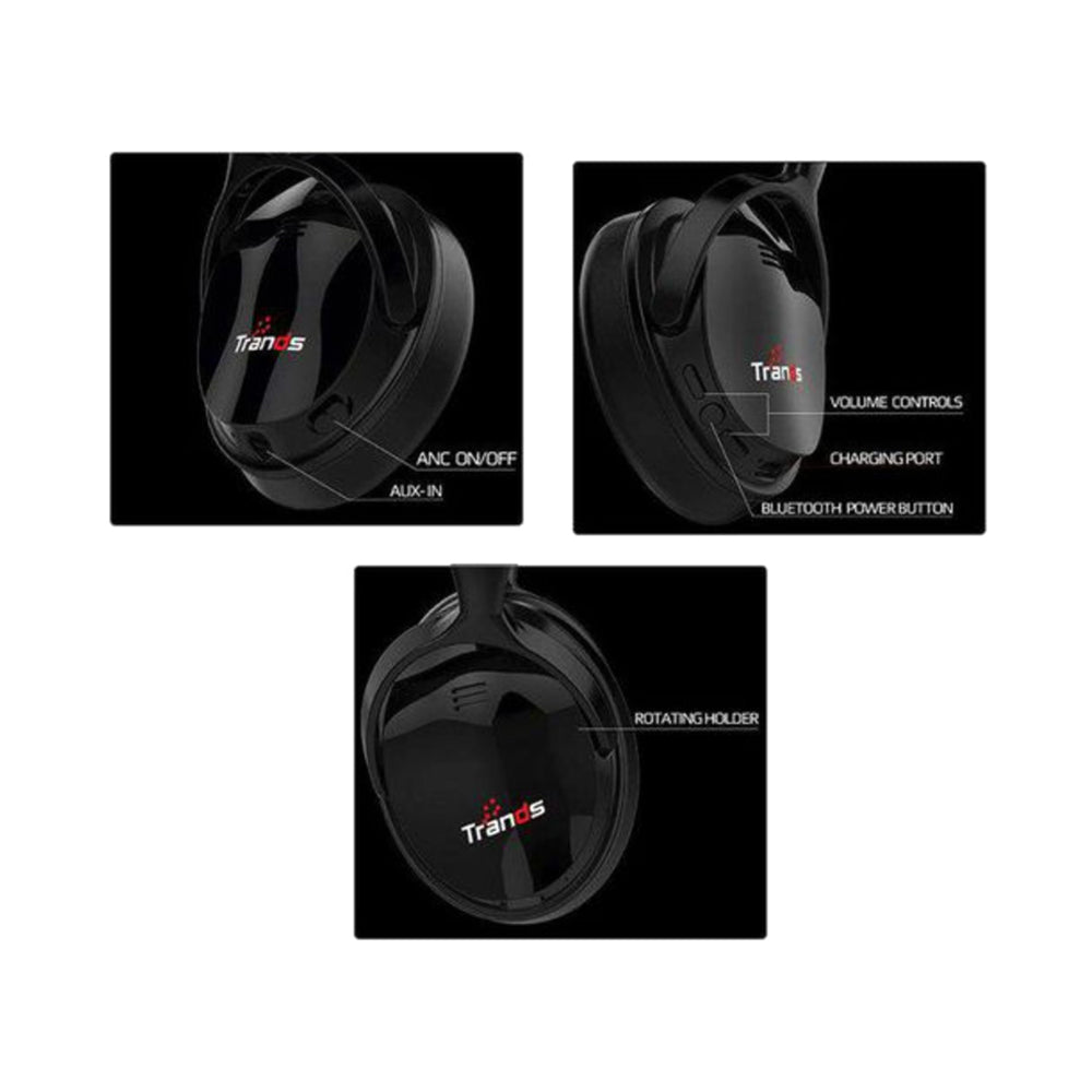 Trands Wireless Bluetooth ANC Stereo Over-Ear Headphone Black