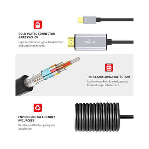 Trands Mini Display Port To HDMI Cable 1m Black