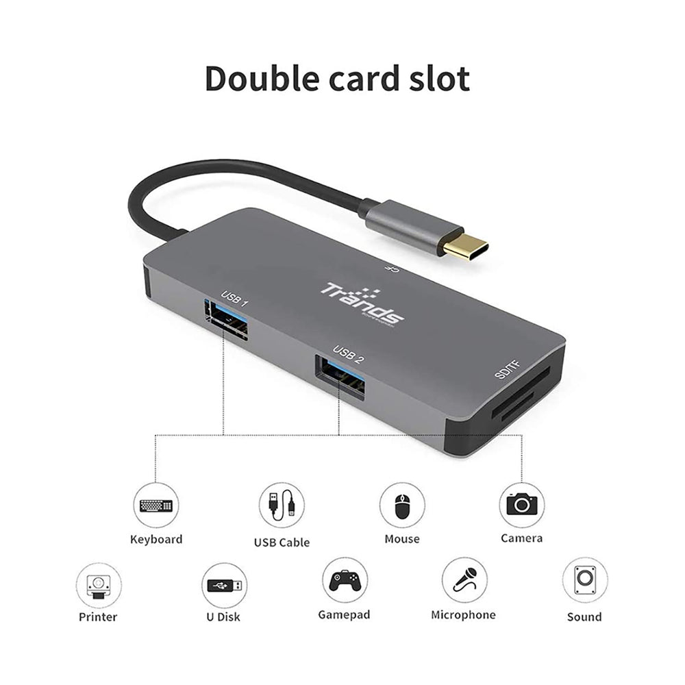 Trands Multifunction USB Type-C Adapter Grey