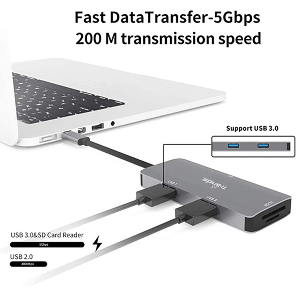 Trands Multifunction USB Type-C Adapter Grey