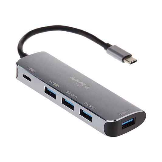 Trands Type-C 4-Port Hub With PD Charging Grey