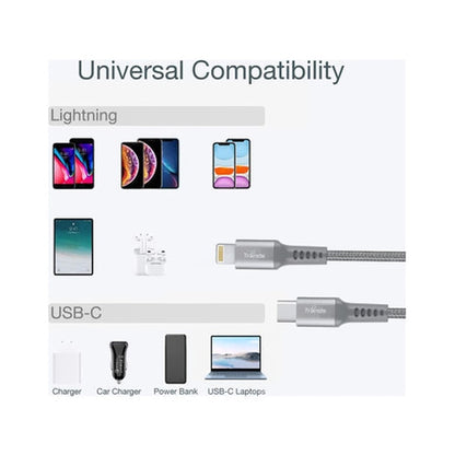 Trands USB Type-C To Lightning Data Sync And Charging Cable Grey