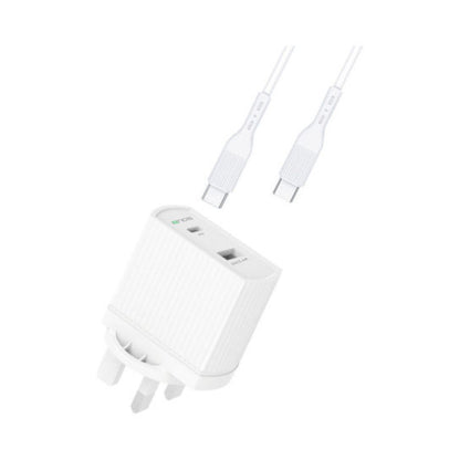 Trands 30W Charger With Type-C To Type-C Data Sync Charging Cable 120cm White