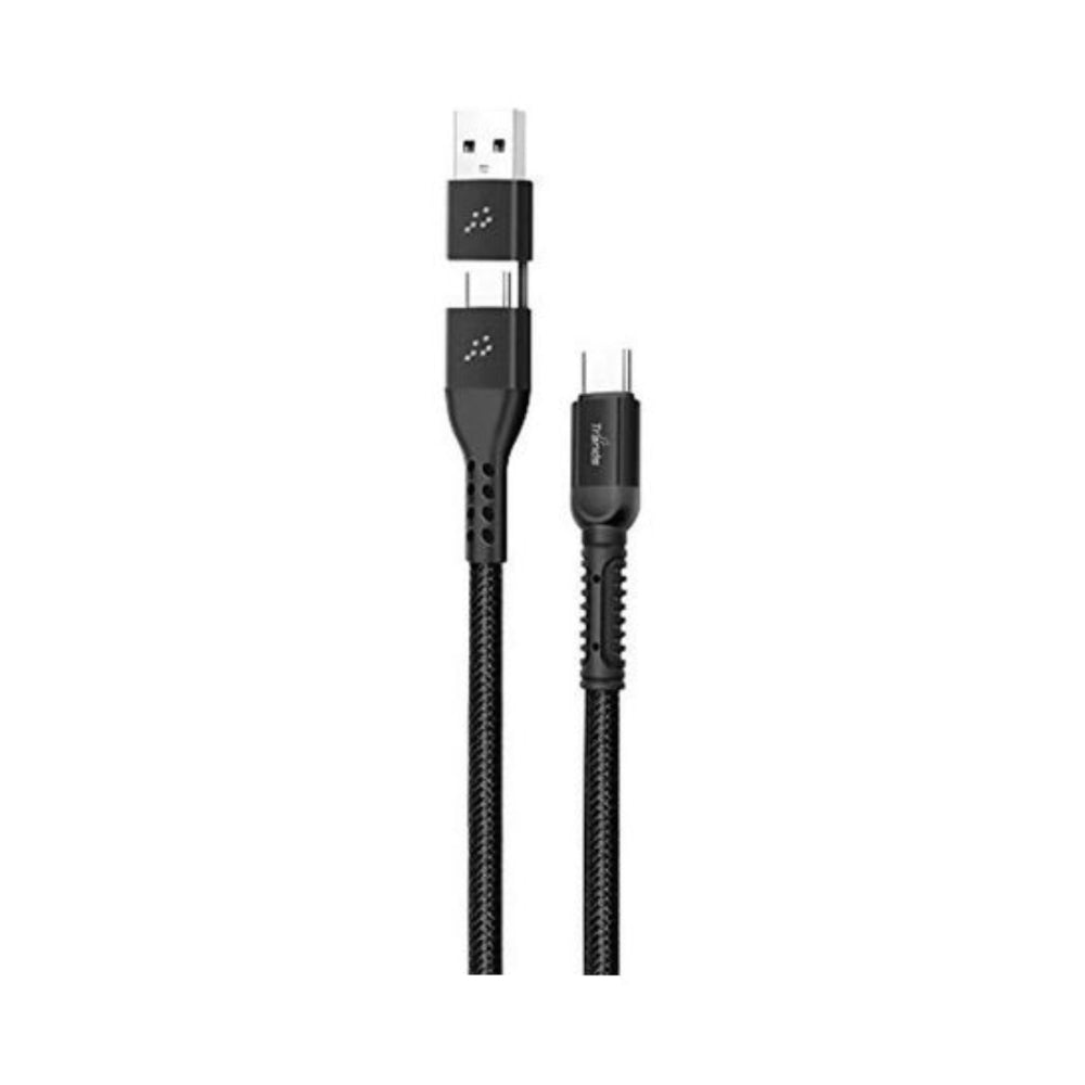 Trands 2-In-1 Type-C To Type-C And USB Cable 100cm Black