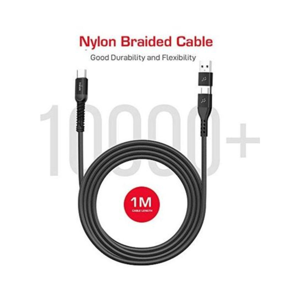 Trands 2-In-1 Type-C To Type-C And USB Cable 100cm Black