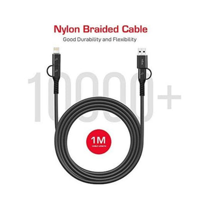 Trands 4-In-1 Charging And Data Sync Cable 100cm Black