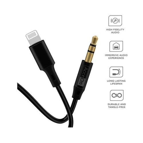 Acceon Lightning To Aux Cable Black