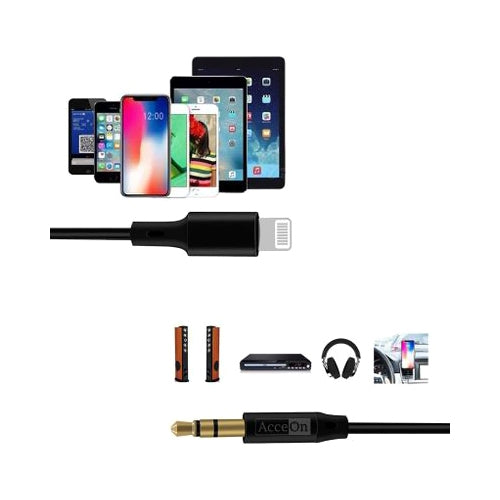 Acceon Lightning To Aux Cable Black